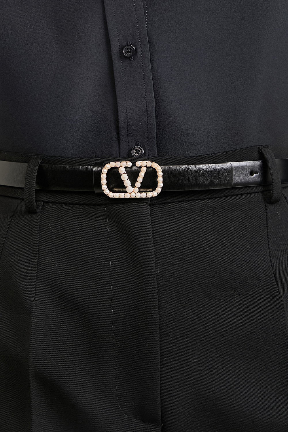 חגורה דו צדדית עם אבזם פנינים